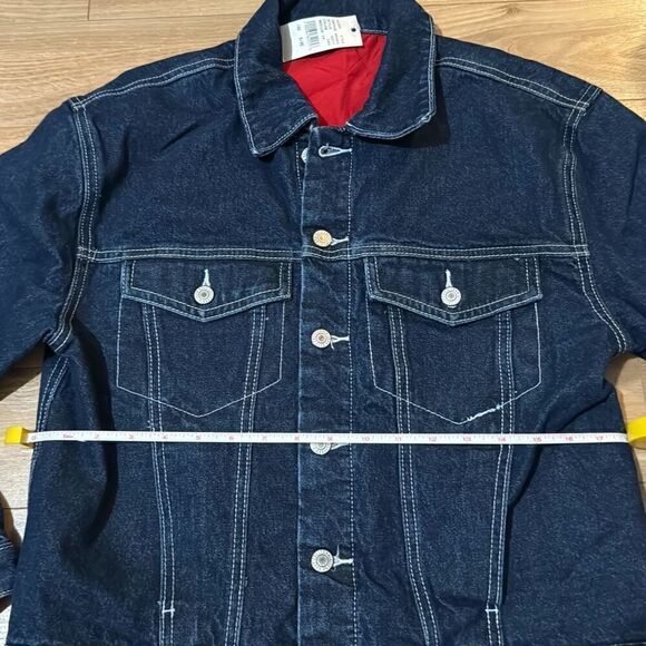 NWT Pacsun denim jacket one side Red quilted inside. original price $45 - Picture 6 of 8